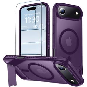 2 x MOZOTER for iPhone Air Case with Kickstand,[Compatible with MagSafe] [12FT Military Grade Protection] Slim Translucent Matte Shockproof Phone Case,6.5",Purple