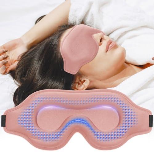 Weighted Eye Mask for Sleeping, 3D Contoured Sleep Mask Blackout with Adjustable Strap, Lash Extensions Sleeping Mask for Travel, Eye Cover Blindfold for Men Women (Pink, 4.6oz)
