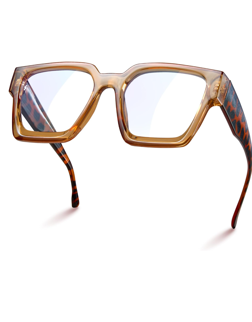 livho Oversized 99% Blue Light Glasses for Woman - Rectangle Fashion Glasses for Computer, Chic Preppy Frame - Anti Eyestrain