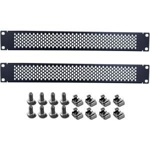 1U Blank Rack Mount Panel, 19 Inch Disassembled Cable Management Panel Spacer W/Brush for Server Network Rack Enclosure Cabinet (2pcs-Venting)