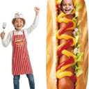 5.38 FT Hot Dog Cardboard Cutout Standup Life-Size Funny Food Standee Photo Booth Props Hot Dog Decorations for Birthday Party Restaurants Fast Food Sausage Festival Market Event Entrance
