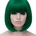 Green Wig Short for Women - St Patrick's Day Bob With Bangs, Natural Synthetic Soft Cute Colored Wig BU027GR