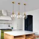 Pendant Lights Kitchen Island: Brushed Gold Light Fixture Farmhouse with Clear Glass - 10 Inch Mid Century Globe Kitchen Lighting Fixtures Ceiling for Dining Room, 1 Pack-10inch