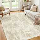 RELEANY Washable Area Rugs 5'x7' Non-Slip Modern Abstract Soft for Living Room Entryway Bedroom Nursery, Print Pattern, Beige Cream Brown