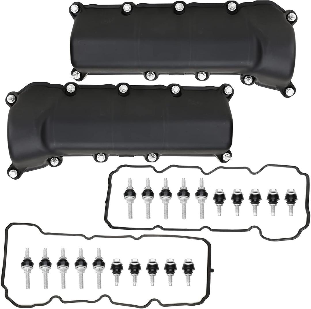 MITZONE Left and Right Engine Valve Cover Set with Gasket Bolts Compatible with 2002-2012 Dodge Dakota Durango Nitro RAM 1500 Jeep Liberty Commander Grand Cherokee 3.7L Replace 53021937AC 53021938AB