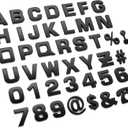 Lamoutor 43Pcs Large Size Car Emblem Letters Sticker DIY 3D Chrome Number Symbol Badge DecalBlack