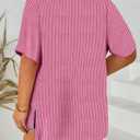 Eytino Women Plus Size Lightweight Cardigan Half Sleeve Ribbed Knit Kimono Cardigans Tops(1X-5X) (Pink)