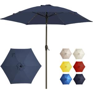 7.5FT Large Outdoor Patio Umbrella with Crank & Tilt - Durable Market Umbrella for Outdoor Patio with 6 Fiberglass Ribs for Poolside,Deck,Yard,Garden