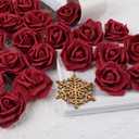 IPOPU Artificial Rose Flower Heads, 100 Pcs Real Looking Burgundy Foam Fake Roses for DIY Wedding Baby Shower Centerpieces Arrangements Party Tables Home Decorations (Wine red, Stemless)