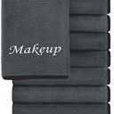 Cosy Family 10 Pack Makeup Remover Wash Cloths - Soft Microfiber Fingertip Facial Cleansing Cloths for Hand and Make Up, 12 x 12 in, Black Grey