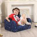 MOMCAYWEX Kids Sofa, 2-in-1 Flip-Out Foam Couch, Foldable Soft Play Lounge Chair, Blue, 23.6 inches x 17 inches x 17 inches