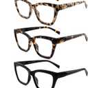 HIYANJN Bifocal Reading Glasses For Women Men 3 Pack Fashion Cat Eye Computer Readers Clear Top Oversized Eyeglasses,2.75