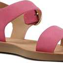 Soda COMPEL-2 KIDS/CHILDREN/GIRLS Casual Open Toe Single Band Fashion Slide Flat Sandal with Adjustable Ankle Strap G Plenty Sandal Pink, 4