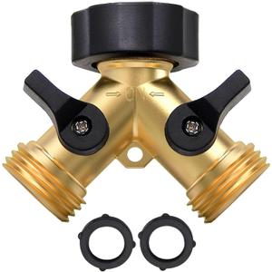 Twinkle Star Garden Hose Splitter 2 Way, Y Connector Brass Garden Hose Adapter (1 Pack)