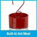 Nature's Way Hanging Glass Hummingbird Feeder for Outdoor Dcor, 20 Ounce Capacity Nectar Feeder, Ant Moat, 5 Easy to Clean Flexible Ports, Red