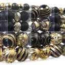 100Pcs Christmas Balls Ornaments Set, Shatterproof Christmas Decorations with Hand-held Gift Package for Xmas Tree/Holiday/Wedding/Holiday/Party Decor (Black & Gold)