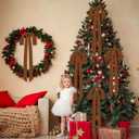 Aneco 6 Pieces Large Brown Velvet Christmas Bows 35 x 16 Inch Christmas Swag Bow Pre Tied Fence Staircase Wreath Bows Holiday Tree Topper for Xmas Home Door Outdoor Decorations