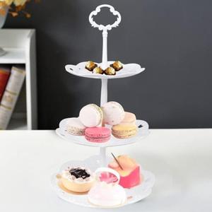 3 Tier Porcelain Cupcake Stand, Tiered Serving Cake Stand, Round White Embossed Dessert Stand, Weddings Parties Pastry Serving Tray