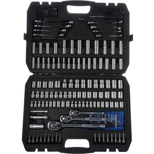 Amazon Basics 201-Piece Mechanic's Socket Tool Set With Case, SAE and Metric Sizes, Chrome-Vanadium Steel, Portable