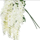 Lcuasc 4pcs Artificial Wisteria Flowers 37in Fake Wisteria Rattan Hanging Garland Silk Flowers String for Wedding Party Wall Home Decor(White)
