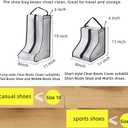 2 Set Boot Storage,Portable Short Boots and Tall Boots Storage or Protector Bag,Shoe Dust Bags,Shoe Sleeves for Travel,Clear Boots Cover,Shoes Packing Organizers for Adult Sneakers (Black Edge-Tall)