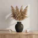 6-Inch Black Ceramic Flower Vase, Rustic Farmhouse Boho Pottery for Home Decor, Table, Shelf & Mantel