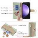 Kimiyaki Leather Phone Case for Samsung Galaxy S25 Wallet Cover with Mirror, Flip Cover Card Slot, Crossbody Strap, Zipper Pocket Cases for Women(White)