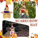 2 Pcs Thanksgiving Scarecrow Hats with Raffia Straw Hair Thanksgiving Scarecrow Hat Costume Accessories for Adult Women Men Cosplay