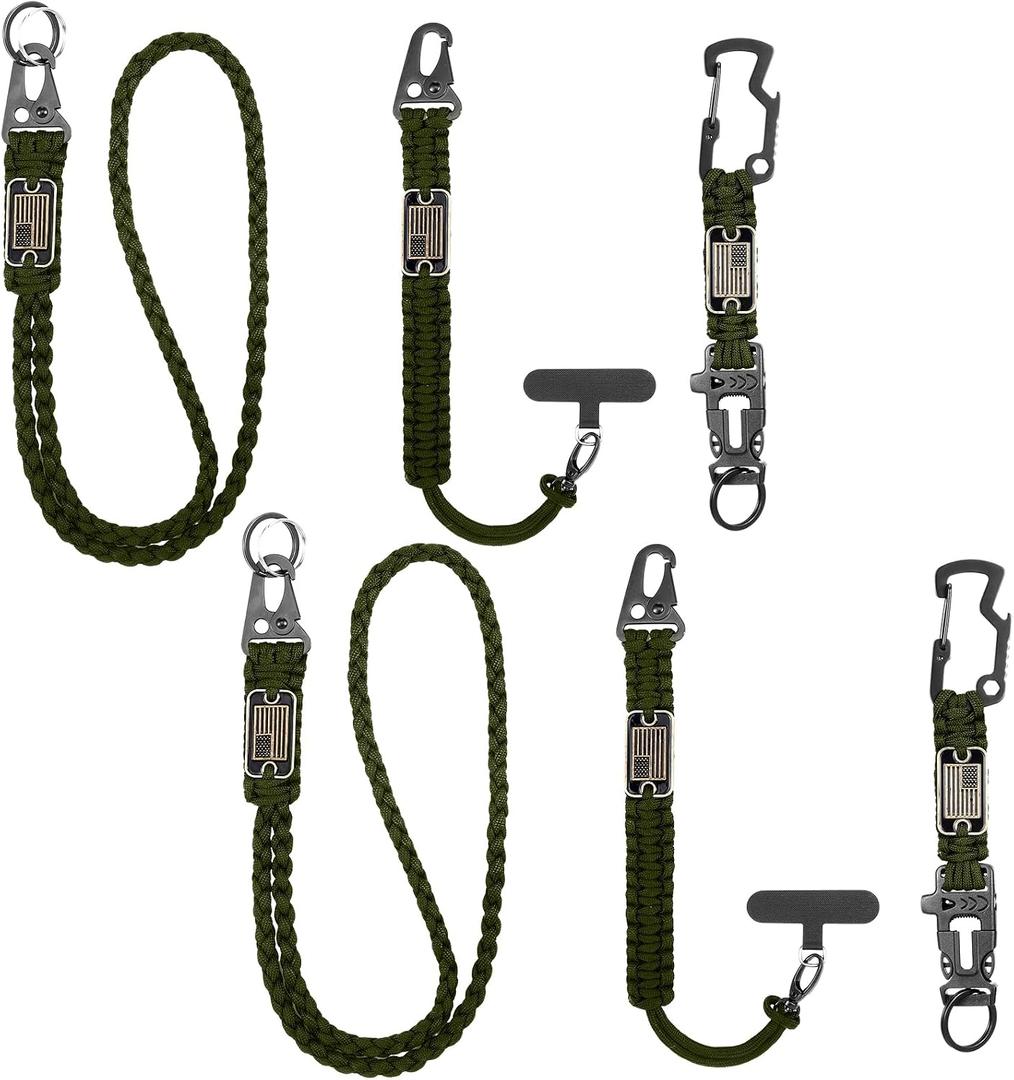 6 Pack Heavy Duty Braided Paracord Lanyard for ID Badges