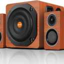 Computer Speakers with Subwoofer, 2.1 Gaming Speaker System for Desktop PC, 100W RMS, 6.5" Deep Bass, Bluetooth 5.3, AUX/RCA/Optical/Coaxial, Surround Sound for PC/Monitor/TV - Brown