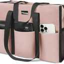 TOPDesign Utility Water Resistant Tote Bag with 13 Pockets, Top Zipper Closure & Thick Bottom Support, for Working Women, Pink