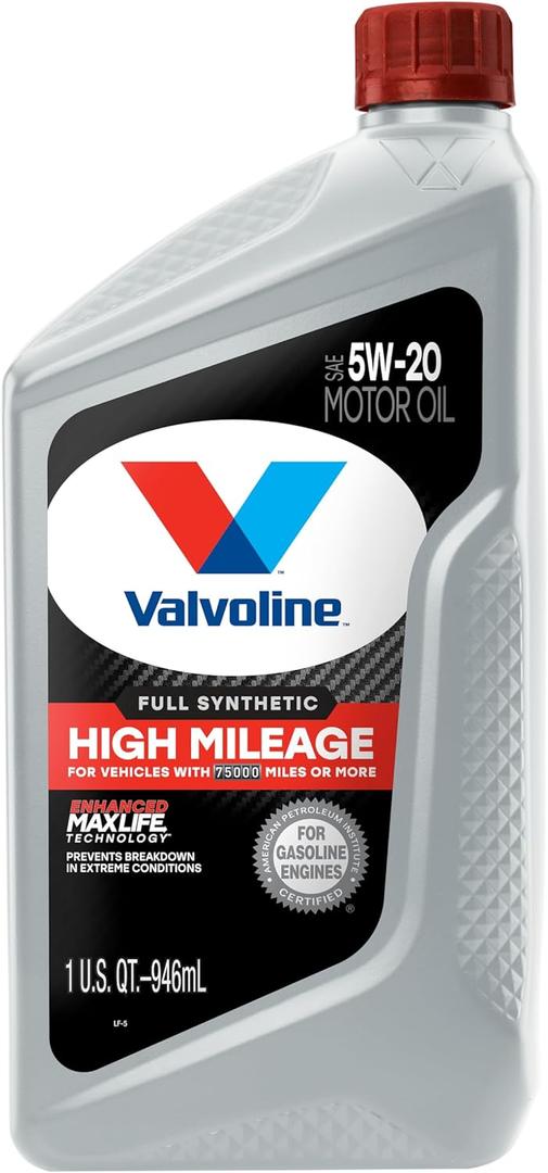 Valvoline Full Synthetic High Mileage with MaxLife Technology 5W-20 Motor Oil 1 Quart