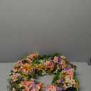 Faux Silk Cherry Blossom Flower Spring Summer Easter Wreath 24-26" for Front Door  Pink Purple Yellow Plum Blossom Green Eucalyptus Leaves  Farmhouse Front Porch Decor, Outdoor Indoor Use (Pink-pur-yel-24)