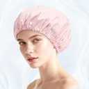 Shower Caps For Women Reusable Waterproof Keeping Hair Dry When Taking a Bath