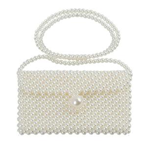 SHESRA Luxury Pearl Bag Chain Bag Purse Shoulder Bag Evening Bags for Women, Artificial Pearl Clutch Crossbody Beaded Handmade Bags for Party Wedding Bridal Travel