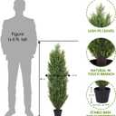 THE BLOOM TIMES Artificial Topiary Cedar Trees Outdoor 4FT Tall 2 Set, Realistic Faux Pine Cypress Shrubs Bushes, UV Resistant Large Fake Evergreen Plants for Front Porch Outside Planter Decor 4 Foot