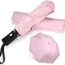 Shinok Travel Umbrella Compact Folding Sun Umbrellas Lighweight Auto Open Close for Women Parasol (Pink)