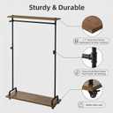 Industrial Pipe Clothing Racks, Rolling Garment Racks, Hall Tree on Lockable Wheels with Shelves and Shoes Storage, Heavy Duty Clothes Rack (Free Standing)