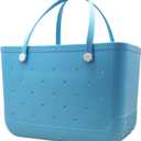 X-Large Waterproof Sandproof Rubber Beach Tote Bag with Zipper Pocket and Phone Kickstand Cup