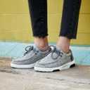 OrthoComfoot Women's Orthopedic Lace Up Shoes, Comfortable Arch Support Shoes for Plantar Fasciitis, Ultralight Walking Loafers for Heel and Foot Pain Relief (Gray)