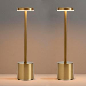 2 Pack LED Cordless Table Lamp, Portable 5000mAh Rechargeable Bedside Lamp, Touch Control Outdoor Table Lamps, 3 Color Dimmable Battery Operated Lamps for Bedroom//Restaurant/ Patio/ Outdoor - Gold