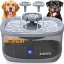 SIBAYS 2.5GAL/9.5L Dog Water Fountain for Large Dogs, 3 Flow Modes Large Pet Water Fountain for Cats, Automatic Dog Water Bowl Dispenser with 7" Filter & Smart LED Pump, Quiet, BPA-Free Material (BLACK-GREY)
