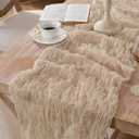 12 Pack Tan Beige Cheesecloth Table Runners, 120 Inch 10Ft Gauze Table Runner for Wedding Birthday Party Baby Shower Decorations
