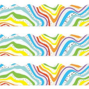 3 x 72 FT Rainbow Bulletin Board Borders Colorful Scalloped Borders Decorative Stripe Dot Bulletin Board Trim for School Classroom Decoration