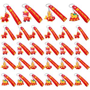 24pcs 2026 Year of the Horse Keychain Set,Chinese Silicone Key Ring Ornament Wealth Lucky Year Pendant,Party Favors & Event Gifts for Family, Office, Friends
