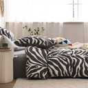Zebra Duvet Cover Set Queen 100% Cotton Black and White Animal Print Bedding 1 Leopard Comforter Cover Full with Zipper Ties 2 Pillowcases for Kids Teens Boys Girls Women