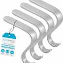 BIRDROCK HOME Christmas Stocking Mantel Hooks - Metal Fireplace Hanger with Non-Slip Pads - Holds Up to 10 lbs - Ideal for Hanging Stockings, Garland & Holiday Decor - 4 Pack, Scroll Design (Silver)
