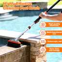 LAANPOLE 4-in-1 Pool Brush with Pole, Heavy Duty 18" Pool Brush Head, 5" Stainless Steel Brush and Hand-Held Pool Scrub Brush for Inground & Above Ground Pools, Pool Scrubber Brush with 16FT Pole
