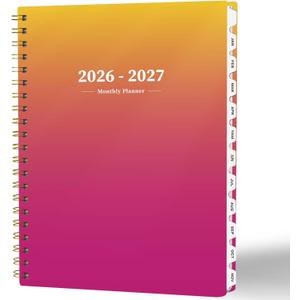 2 x 2026 Monthly Planner - 2 Year Monthly Planner, JAN.2026 to DEC.2027, 8.5" x 11", Large Calendar with Spiral Bound, 24 Coated Tabs,24 Months Perfect for School & Office Schedule, Orange & Pink