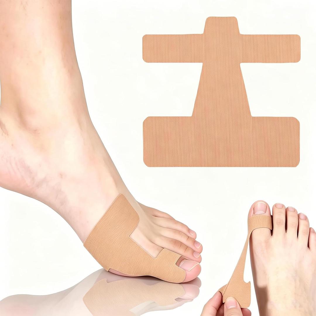 60PCS PreCut Bunion Corrector Kinesiology Tape Elastic, Breathable & Hypoallergenic Latex-Free Toe Support Strips, Waterproof Adhesive Foot Support Patch for Hallux Valgus Correction(Skin color 60PCS)
